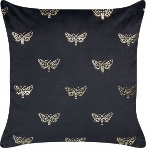 Beliani 2 welurowe poduszki dekoracyjne w motyle 45 x 45 cm czarne YUZURI 4