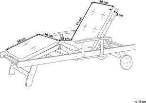 Beliani Leżak ogrodowy drewniany z poduszką niebiesko-beżową TOSCANA 11