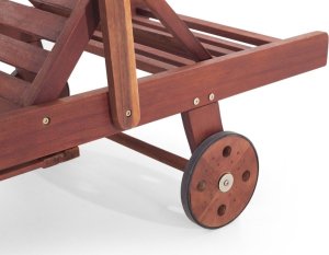 Beliani Leżak ogrodowy drewniany z poduszką niebiesko-beżową TOSCANA 9