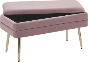 Beliani Ławka ze schowkiem do sypialni różowa DURHAM 2