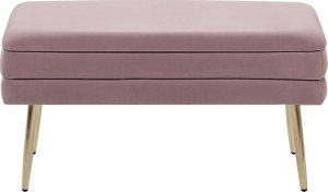 Beliani Ławka ze schowkiem do sypialni różowa DURHAM 3
