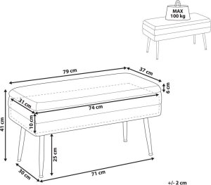 Beliani Ławka ze schowkiem do sypialni różowa DURHAM 7