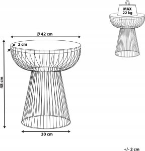 Beliani Stolik pomocniczy biały marmur ze złotym CHEYNES 3