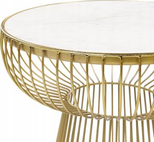 Beliani Stolik pomocniczy biały marmur ze złotym CHEYNES 4