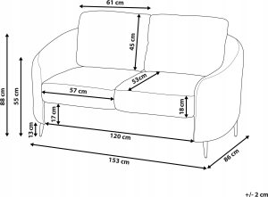 Beliani Sofa 2-osobowa szara TROSA 4