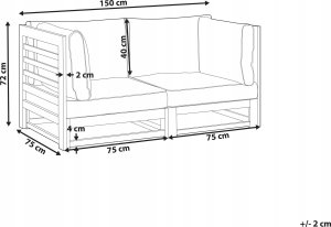 Beliani Sofa ogrodowa z certyfikowanego drewna 2-osobowa mahoniowy brąz TRANI 7