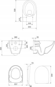 Miska WC Cersanit S701-725 / CERSANIT / MODUO / SET B905 MZ PLUS OVAL CO DESKA MODUO SLIM WRAP DUR WOLNOOPADAJĄCA ŁW / 5