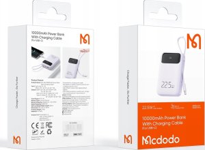 Powerbank Mcdodo MCDODO POWERBANK 10000MAH Z WYŚWIETLACZEM 3X USB USB-C 22,5W + KABEL USB-C 15