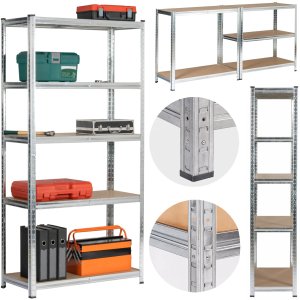 Fancy Garden Regał metalowy magazynowy warsztatowy do garażu piwnicy 90x40x180 cm - srebrny 2
