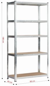 Fancy Garden Regał metalowy magazynowy warsztatowy do garażu piwnicy 90x40x180 cm - srebrny 3