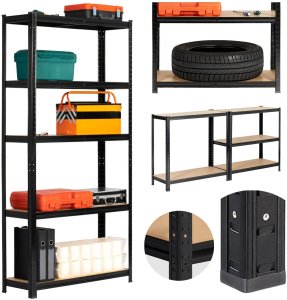 Fancy Garden Regał metalowy magazynowy warsztatowy do garażu piwnicy 90x30x180 cm - czarny 2