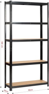 Fancy Garden Regał metalowy magazynowy warsztatowy do garażu piwnicy 90x30x180 cm - czarny 3