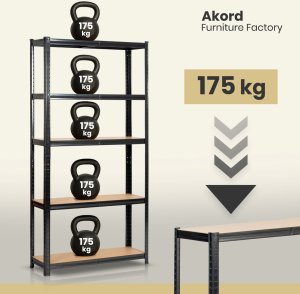 Fancy Garden Regał metalowy magazynowy warsztatowy do garażu piwnicy 90x30x180 cm - czarny 5