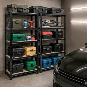 Fancy Garden Regał metalowy magazynowy warsztatowy do garażu piwnicy 90x30x180 cm - czarny 6