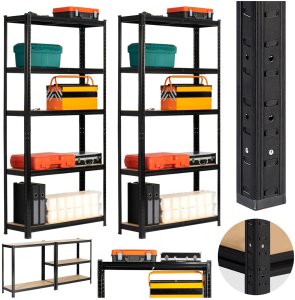 Fancy Garden Regał metalowy magazynowy warsztatowy do garażu piwnicy zestaw 2 szt. 90x30x180 cm - czarny 2