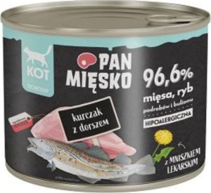 Pan Mięsko PAN MIĘSKO - Karma mokra dla kota kurczak z dorszem puszka 200g 1