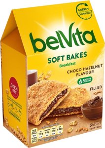 belVita Breakfast Ciastka zbożowe z nadzieniem o smaku czekoladowo-orzechowym 250 g 1