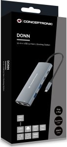 HUB USB Conceptronic CONCEPTRONIC 10-in-1 Dock USB-C-> HDMI,2xUSB-C,3xUSB-A,SD sw 5