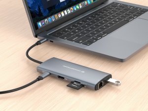 HUB USB Conceptronic CONCEPTRONIC 10-in-1 Dock USB-C-> HDMI,2xUSB-C,3xUSB-A,SD sw 6