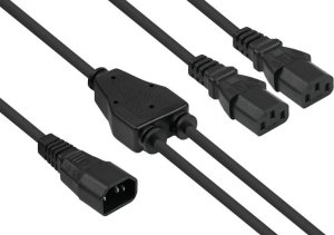 Kabel zasilający Alcasa kabelmeister Y-Kaltgeräteverlängerung C20- 2xC13 schw. 2m 1
