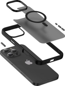 Crong Crong Hybrid Frost MAG Cover - Etui z MagSafe do iPhone 16 Pro Max (czarny) 2