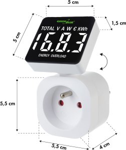 GreenBlue Miernik energii GreenBlue, watomierz, 16A, max. 3680W, podtrz.pamięci, GB620 E 8