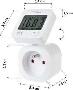 GreenBlue Miernik energii GreenBlue, watomierz, 16A, max. 3680W, podtrz.pamięci, GB615 E 8