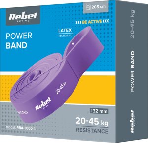 Rebel Guma do ćwiczeń lateksowa - Power Band PL-4, fioletowa 20-45 kg  REBEL ACTIVE 3