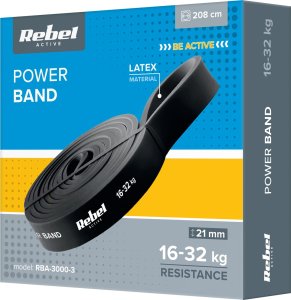 Rebel Guma do ćwiczeń lateksowa - Power Band PL-3, czarna 16-32 kg  REBEL ACTIVE 4