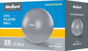 Rebel Mini piłka gimnastyczna do pilates rehabilitacyjna 25cm z pompką ręczną, kolor szary , REBEL ACTIVE 5