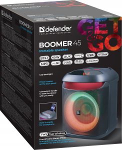 Głośnik Defender Głośnik Defender BOOMER 45 Bluetooth 45W MP3/FM/SD/USB/AUX/TWS/LED/MIC KARAOKE czarny 8
