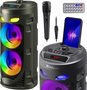 Głośnik Defender Głośnik Defender CRASHBOOM Bluetooth 16W MP3/FM/SD/USB/AUX/TWS/LED/MIC/LCD KARAOKE czarny + mikrofon + pilot 1