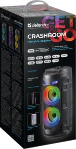Głośnik Defender Głośnik Defender CRASHBOOM Bluetooth 16W MP3/FM/SD/USB/AUX/TWS/LED/MIC/LCD KARAOKE czarny + mikrofon + pilot 11