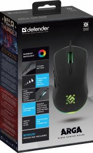 Mysz Defender Mysz przewodowa Defender ARGA GM-049 3600dpi 6P + podkładka Gaming 4