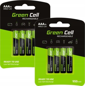 Green Cell 8x Akumulatorki Paluszki AAA R3 950mAh Ni-MH Baterie do ładowania Green Cell 11