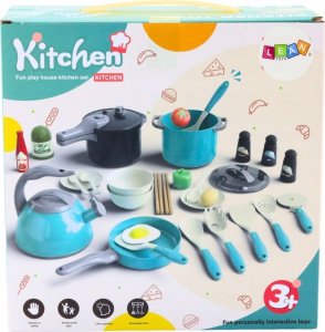 LeanToys Zestaw Małego Kucharza Garnki Naczynia Produkty Spożywcze 33 El 3