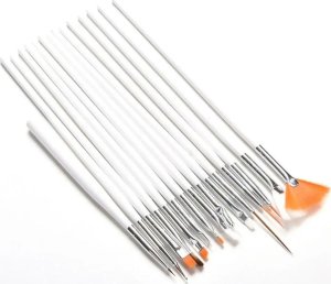 Sunone SUNONE_SET Pędzelki do zdobień paznokci Białe 15szt 6