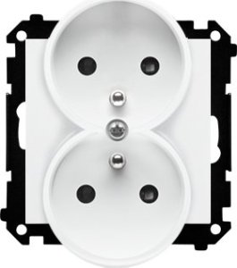 Kontakt-Simon Gniazdo wtyczkowe Kontakt-Simon 55 TGZ2MCZ.01/111 podwójne z uziemieniem z przesłonami moduł 16 A, 250V~, szybkozłącza biały mat 9