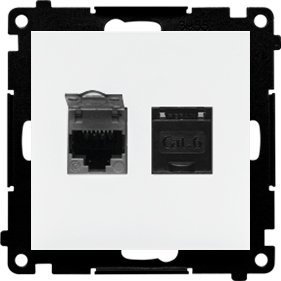 Kontakt-Simon Gniazdo komputerowe RJ45 Kontakt-Simon 55 T62.01/111 podwójne kategoria 6, z przesłoną przeciwkurzową moduł biały mat 4
