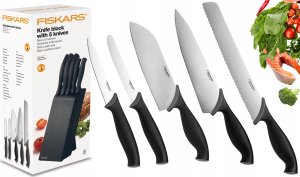 Excellent Houseware Zestaw komplet 5 noży Fiskars 1073023 czarny 14