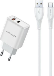 Ładowarka Awei AWEI ład. siec. PD81T-EU 22.5W + kabel USB + USB-C biała/white GaN 1