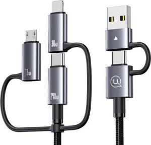 Kabel USB Usams USB-A + USB-C - USB-C + microUSB + Lightning 2 m Szary 2