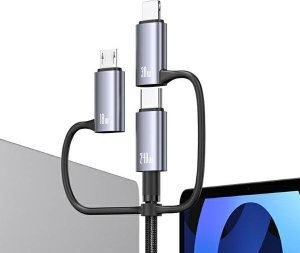 Kabel USB Usams USB-A + USB-C - USB-C + microUSB + Lightning 2 m Szary 4