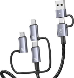 Kabel USB Usams USB-A + USB-C - USB-C + microUSB + Lightning 2 m Szary 5