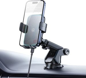 Ładowarka Usams USAMS Uchwyt samochodowy z ładowarką bezprzewodową czarny/black (CD229) 15W 5