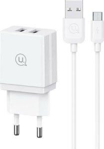 Ładowarka Usams USAMS Ład. siec. 2xUSB-A + kabel Micro/ USB-A Fast Charging biały/white series HC HCXLTZ02 1