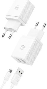 Ładowarka Usams USAMS Ład. siec. 2xUSB-A + kabel Micro/ USB-A Fast Charging biały/white series HC HCXLTZ02 2