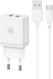 Ładowarka Usams USAMS Ład. siec. 2xUSB-A + kabel USB-C/ USB-A Fast Charging biały/white series HC HCXLTZ03 1