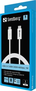 Kabel USB Sandberg USB-C - USB-C 1 m Biały (USB-C<gt/>C USB4 240W+40Gbps,) 2