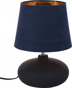 Lampa stołowa Altom Lampa Stołowa Z Czarną Podstawą Ceramiczną 21x30 Cm I Kloszem Granatowo-złotym Lumarko! 1